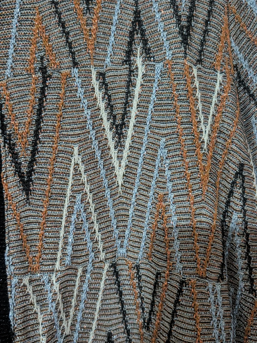 Multicolor Chevron Knit Cardigan - Black, Brown, Gray